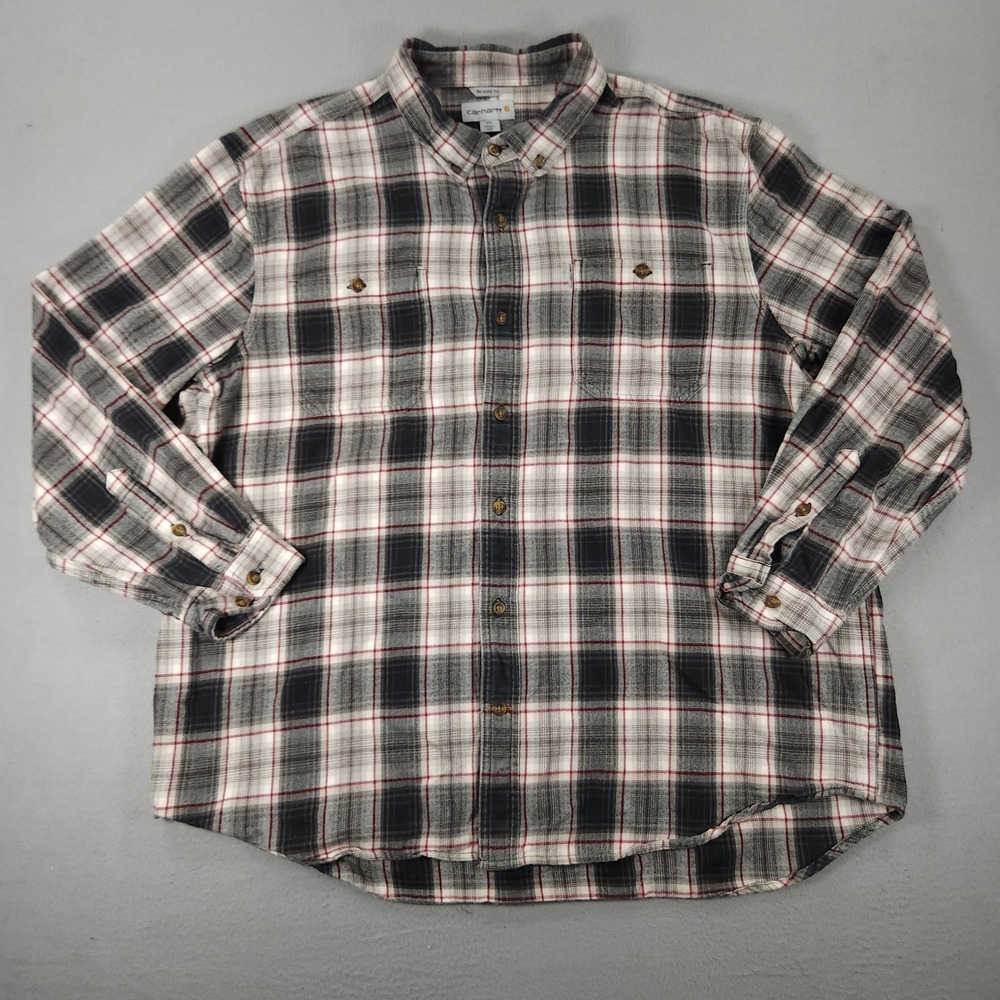 Carhartt MENS 2XL Plaid Relaxed Fit Heavyweight Flannel Shirt Workwear